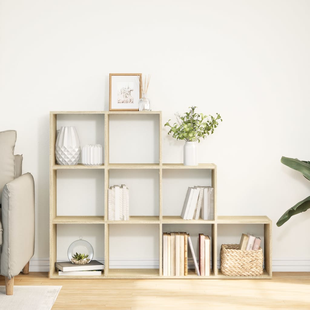Room Divider Bookcase 3-Tier Sonoma Oak 137,5x29x103,5 cm Engineered Wood
