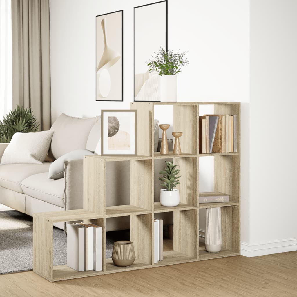 Room Divider Bookcase 3-Tier Sonoma Oak 137,5x29x103,5 cm Engineered Wood