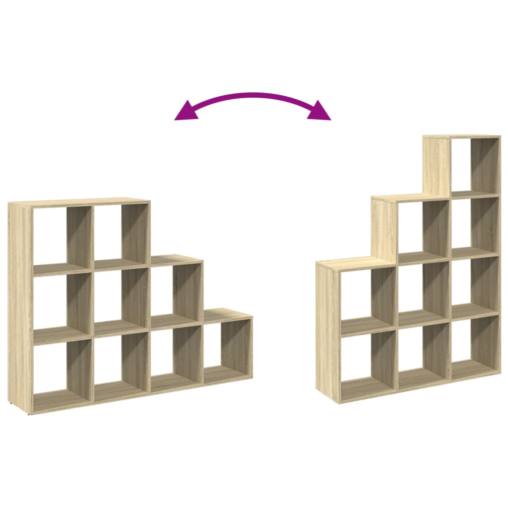 Room Divider Bookcase 3-Tier Sonoma Oak 137,5x29x103,5 cm Engineered Wood