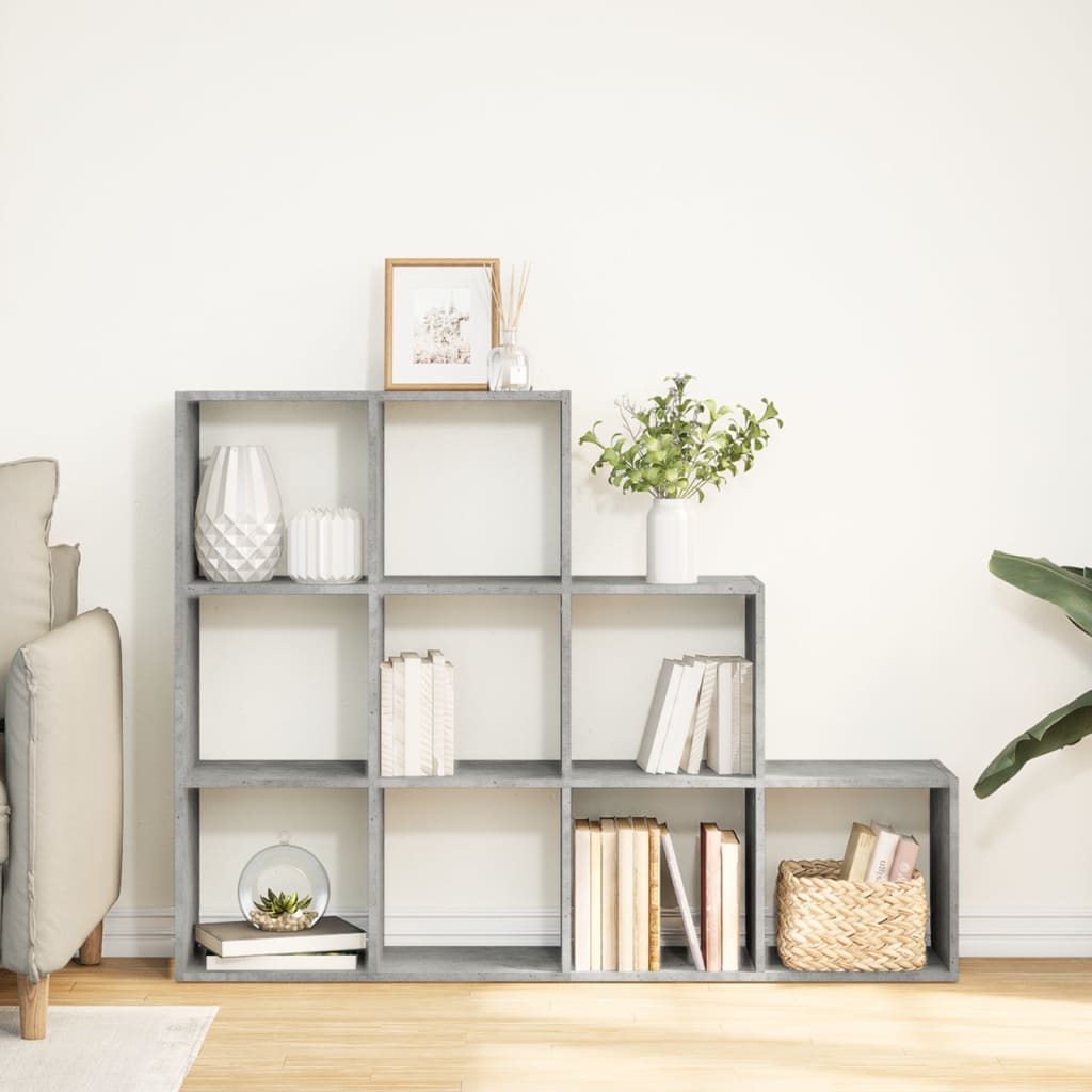 Room Divider Bookcase 3-Tier Concrete Grey 137,5x29x103,5 cm Engineered Wood