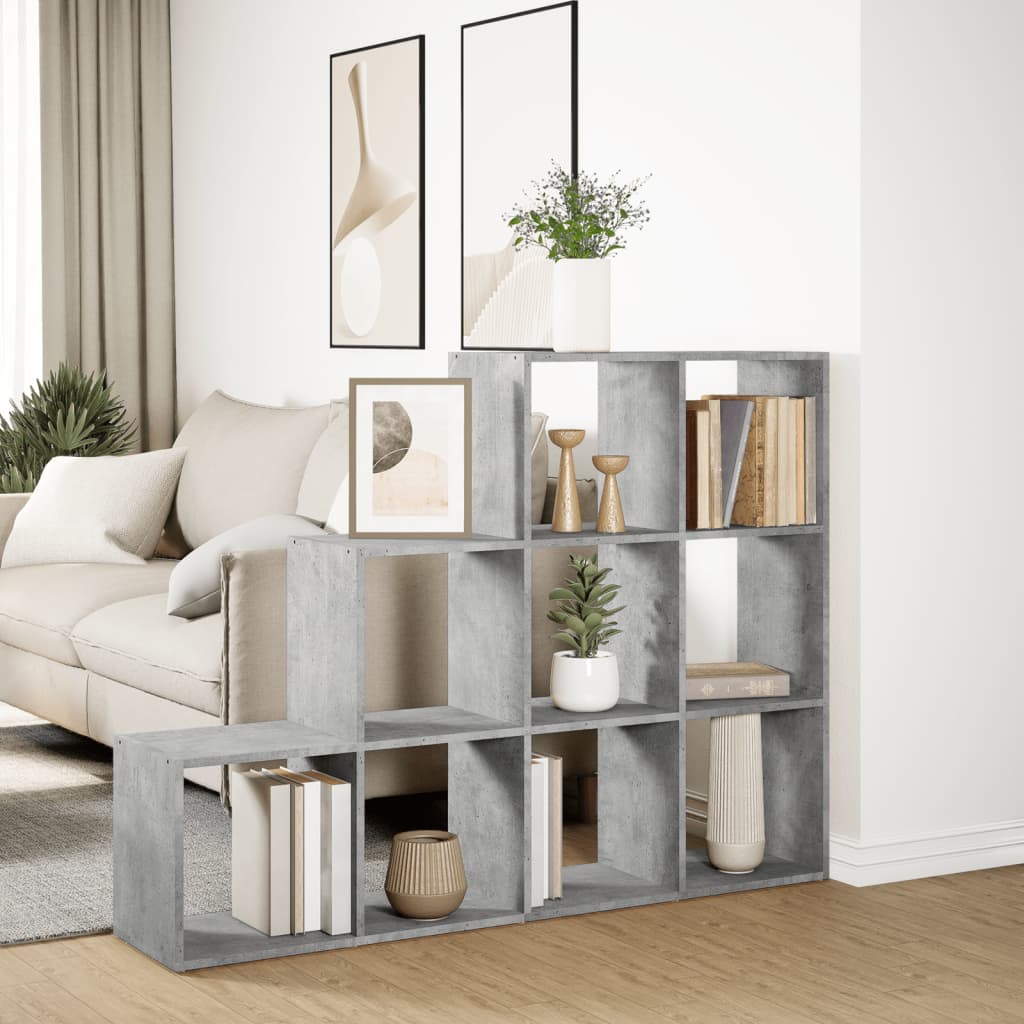 Room Divider Bookcase 3-Tier Concrete Grey 137,5x29x103,5 cm Engineered Wood