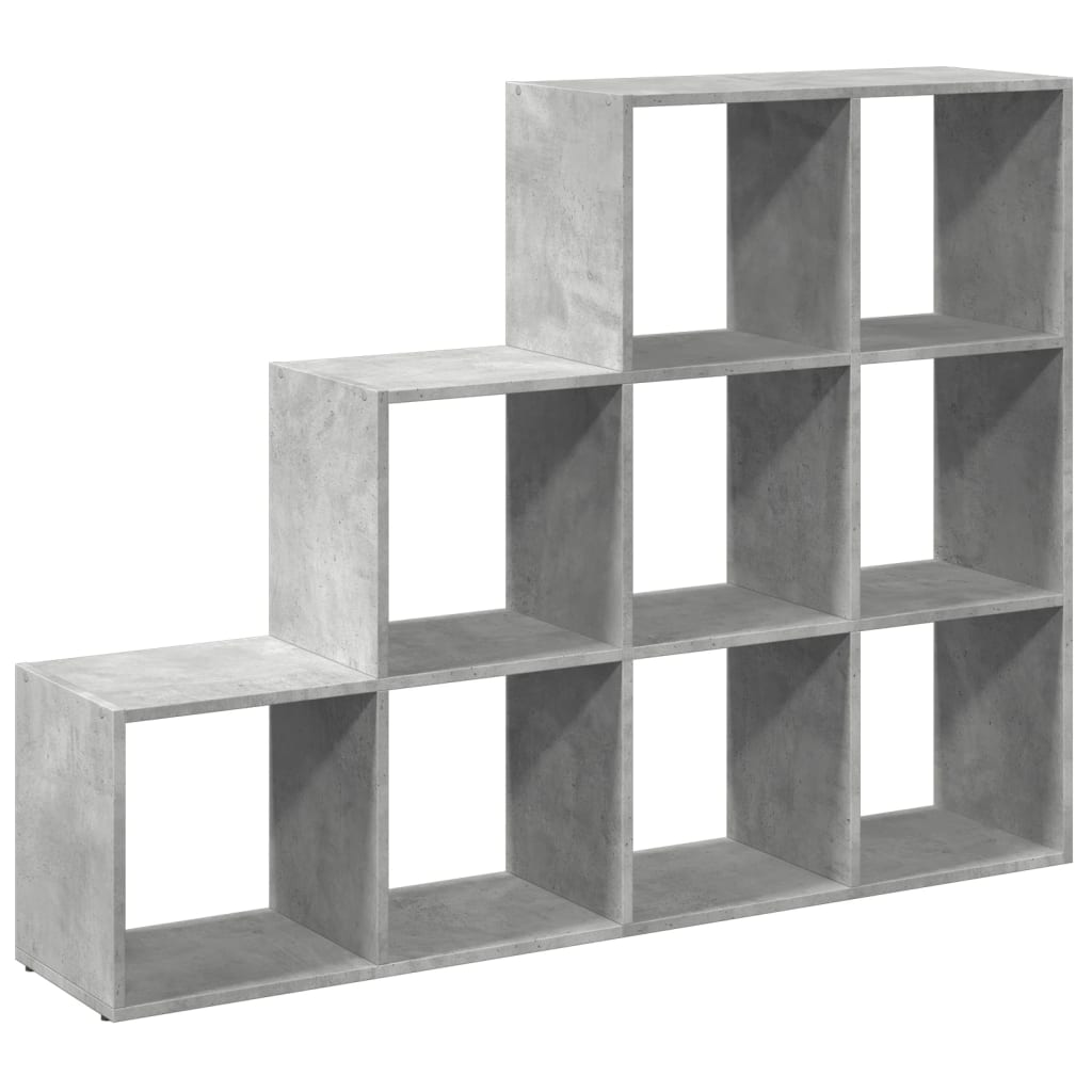 Room Divider Bookcase 3-Tier Concrete Grey 137,5x29x103,5 cm Engineered Wood