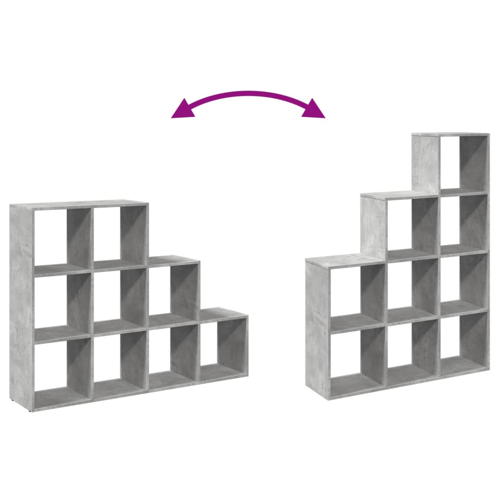 Room Divider Bookcase 3-Tier Concrete Grey 137,5x29x103,5 cm Engineered Wood