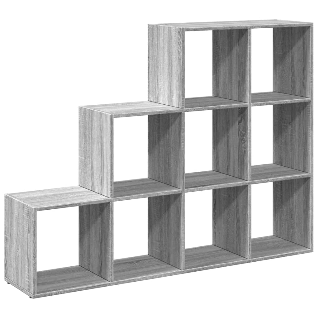 Room Divider Bookcase 3-Tier Grey Sonoma 137,5x29x103,5 cm Engineered Wood