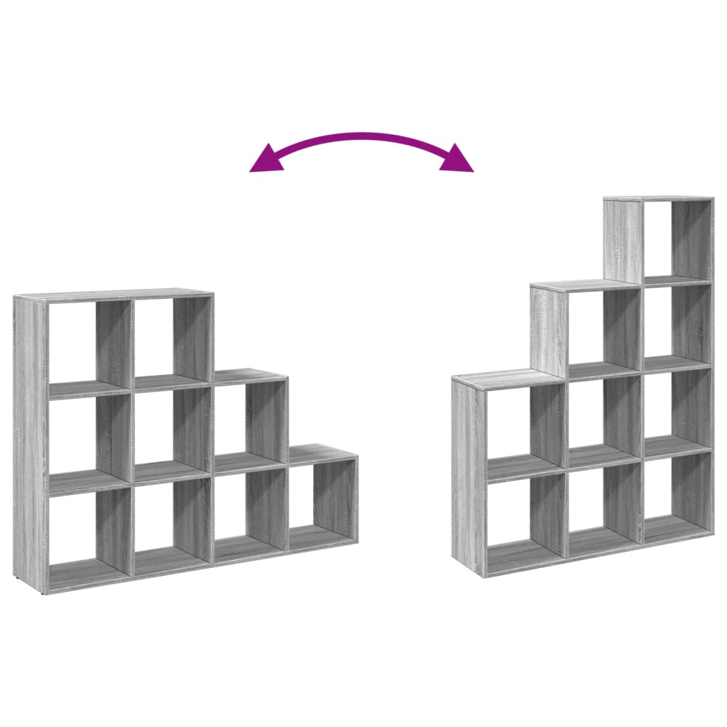 Room Divider Bookcase 3-Tier Grey Sonoma 137,5x29x103,5 cm Engineered Wood