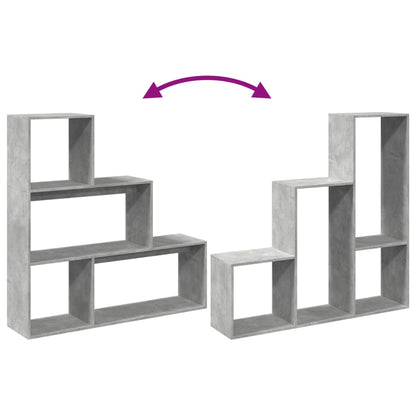 Room Divider Bookcase 3-Tier Concrete Grey 123x29x123 cm Engineered Wood