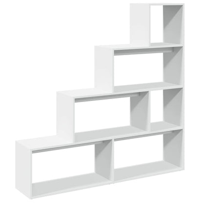 Room Divider Bookcase 4-Tier White 143,5x29x143,5 cm Engineered Wood