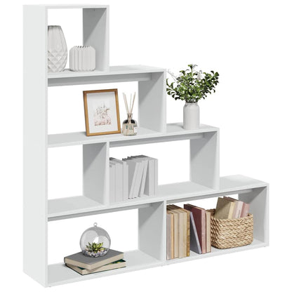 Room Divider Bookcase 4-Tier White 143,5x29x143,5 cm Engineered Wood