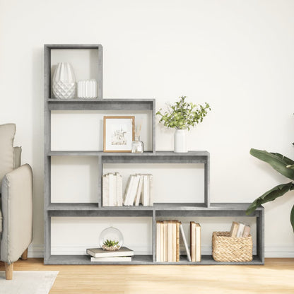 Room Divider Bookcase 4-Tier Concrete Grey 143,5x29x143,5 cm Engineered Wood