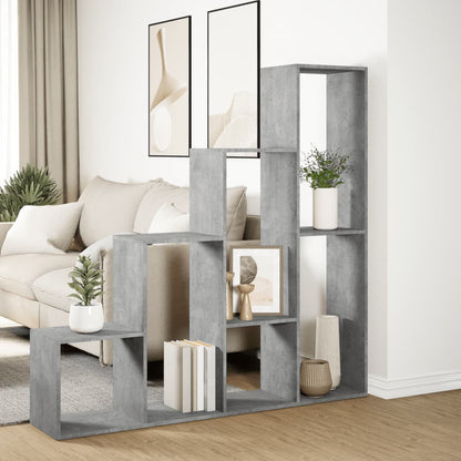 Room Divider Bookcase 4-Tier Concrete Grey 143,5x29x143,5 cm Engineered Wood