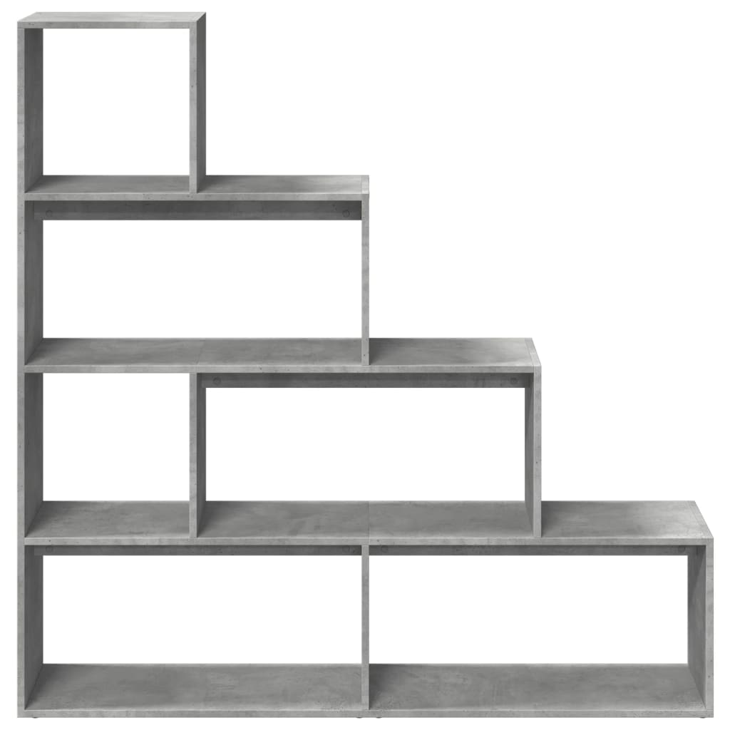 Room Divider Bookcase 4-Tier Concrete Grey 143,5x29x143,5 cm Engineered Wood