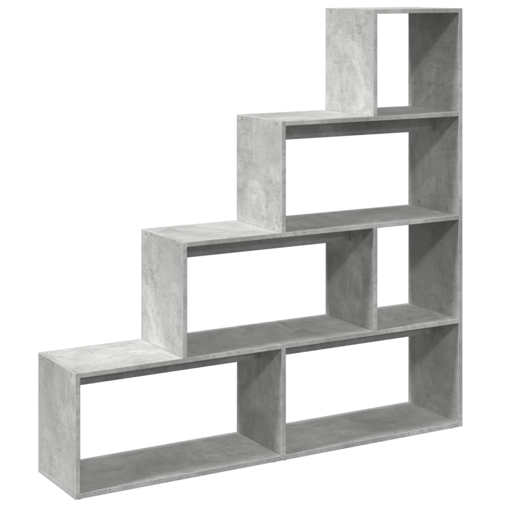 Room Divider Bookcase 4-Tier Concrete Grey 143,5x29x143,5 cm Engineered Wood