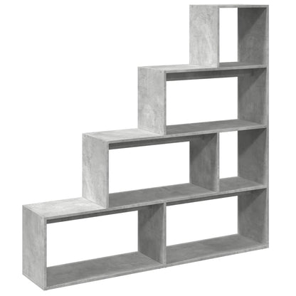 Room Divider Bookcase 4-Tier Concrete Grey 143,5x29x143,5 cm Engineered Wood