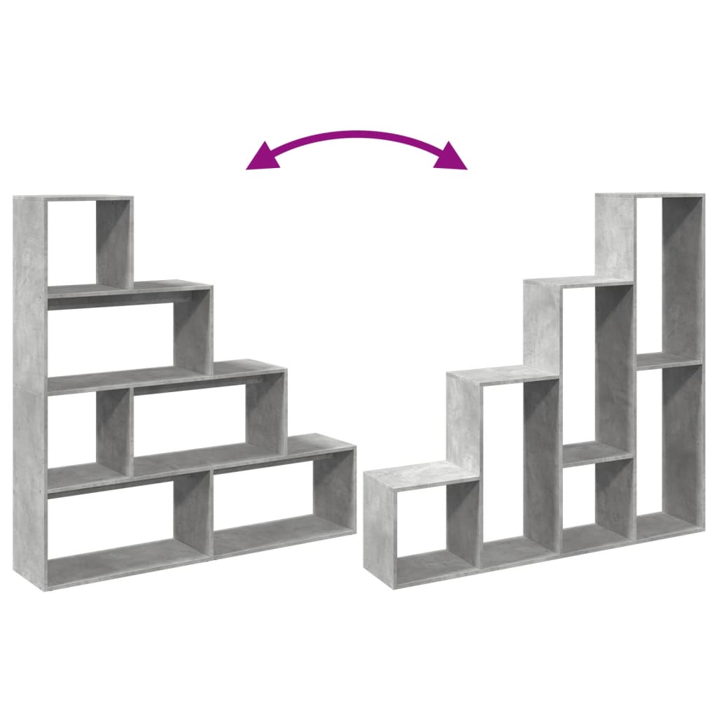 Room Divider Bookcase 4-Tier Concrete Grey 143,5x29x143,5 cm Engineered Wood