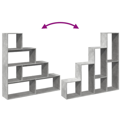 Room Divider Bookcase 4-Tier Concrete Grey 143,5x29x143,5 cm Engineered Wood