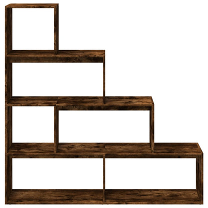 Room Divider Bookcase 4-Tier Smoked Oak 143,5x29x143,5 cm Engineered Wood