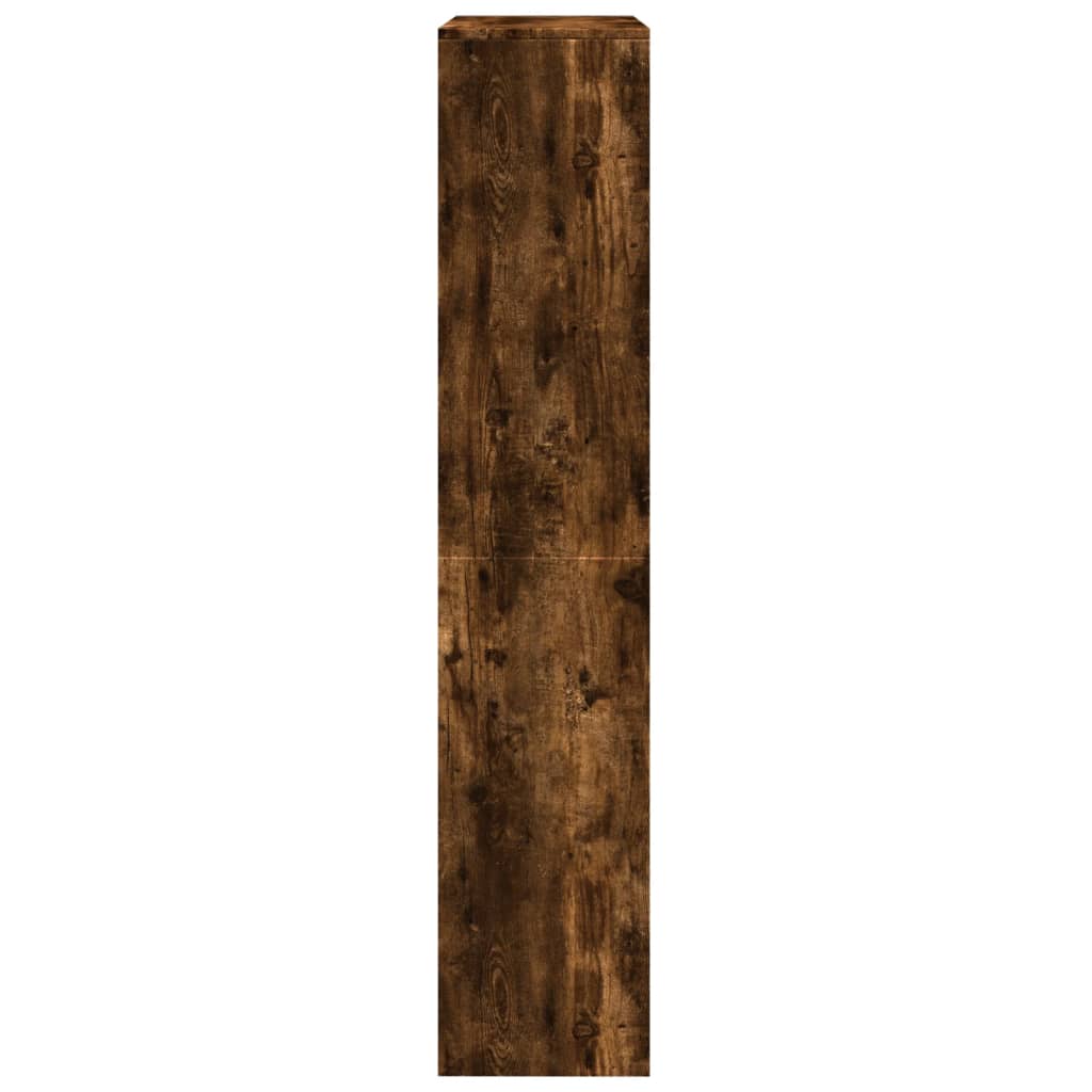 Room Divider Bookcase 4-Tier Smoked Oak 143,5x29x143,5 cm Engineered Wood