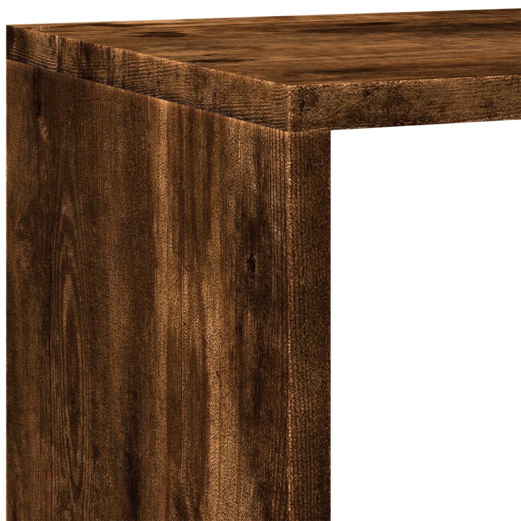 Room Divider Bookcase 4-Tier Smoked Oak 143,5x29x143,5 cm Engineered Wood