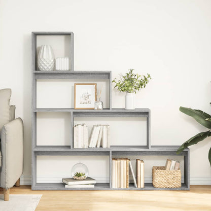 Room Divider Bookcase 4-Tier Grey Sonoma 143,5x29x143,5 cm Engineered Wood