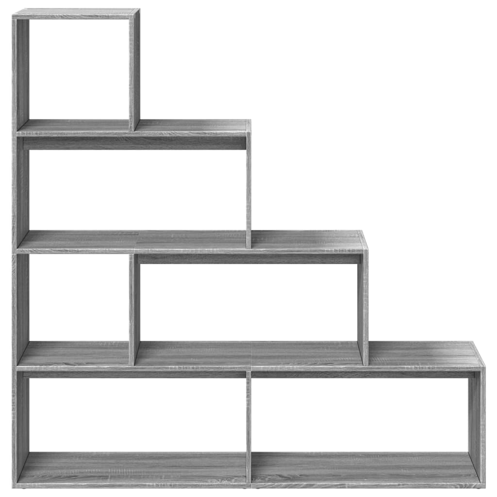 Room Divider Bookcase 4-Tier Grey Sonoma 143,5x29x143,5 cm Engineered Wood