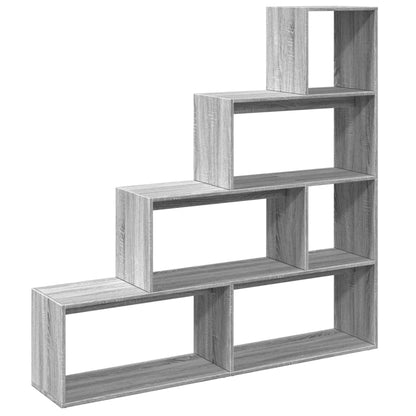 Room Divider Bookcase 4-Tier Grey Sonoma 143,5x29x143,5 cm Engineered Wood