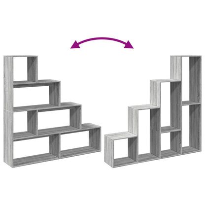 Room Divider Bookcase 4-Tier Grey Sonoma 143,5x29x143,5 cm Engineered Wood