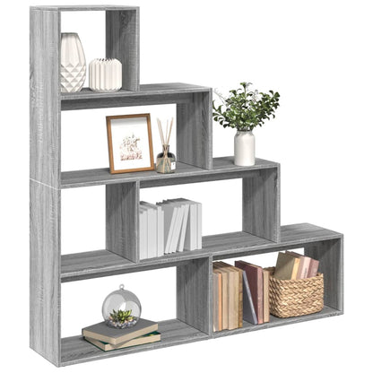 Room Divider Bookcase 4-Tier Grey Sonoma 143,5x29x143,5 cm Engineered Wood