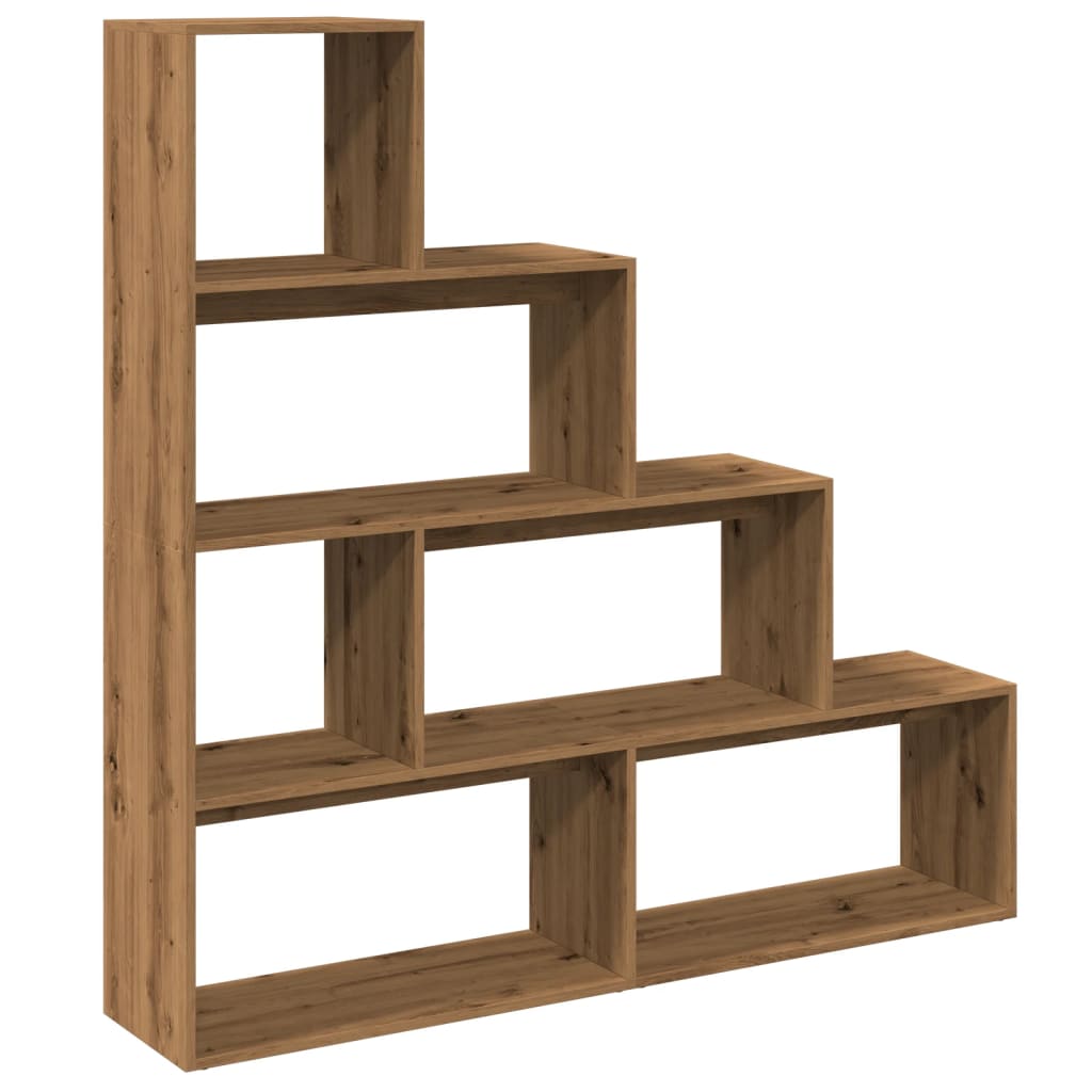 Room Divider Bookcase 4-Tier Artisan Oak 143,5x29x143,5 cm Engineered Wood