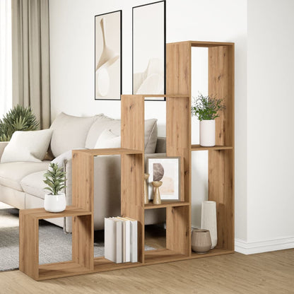 Room Divider Bookcase 4-Tier Artisan Oak 143,5x29x143,5 cm Engineered Wood