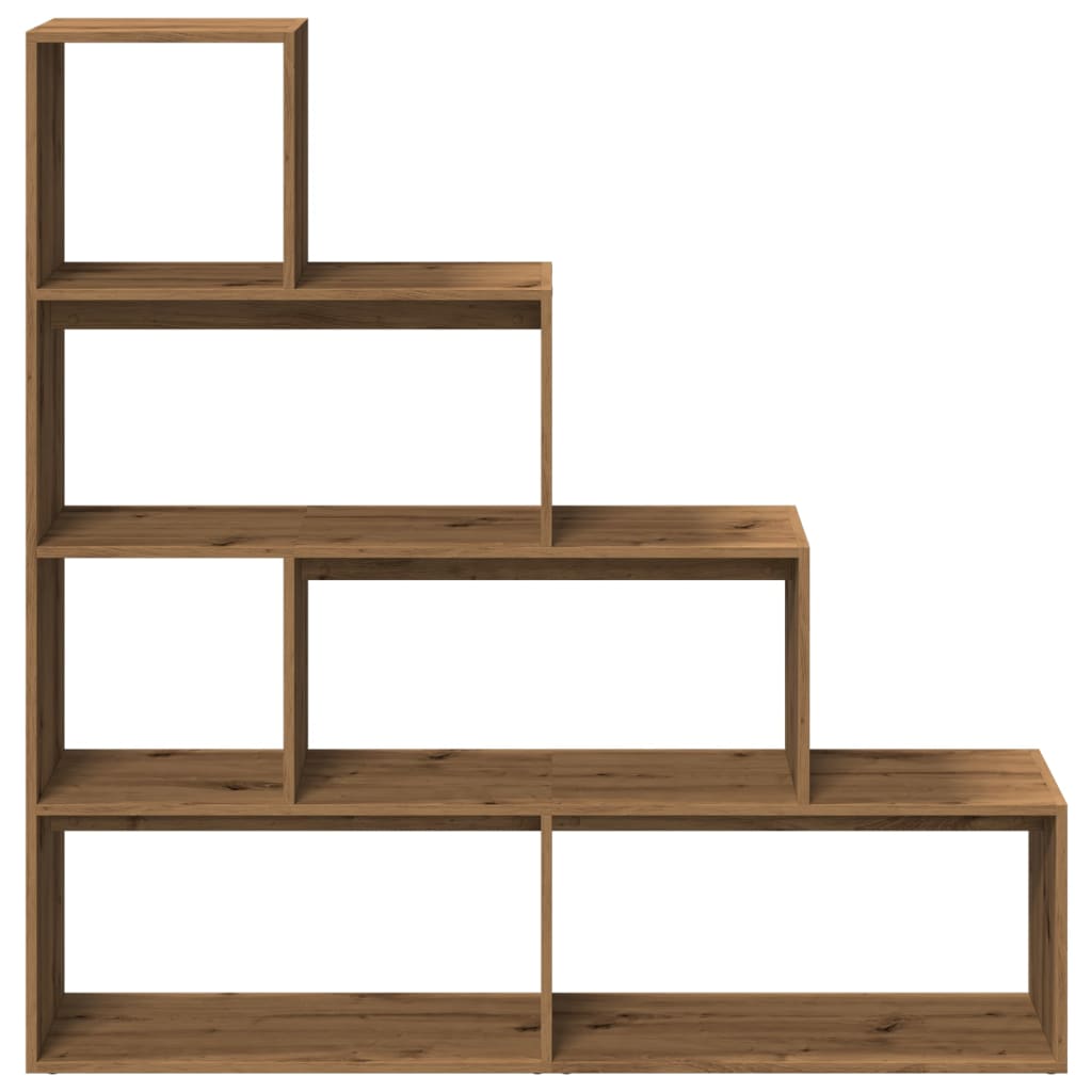 Room Divider Bookcase 4-Tier Artisan Oak 143,5x29x143,5 cm Engineered Wood