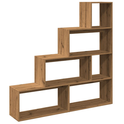 Room Divider Bookcase 4-Tier Artisan Oak 143,5x29x143,5 cm Engineered Wood