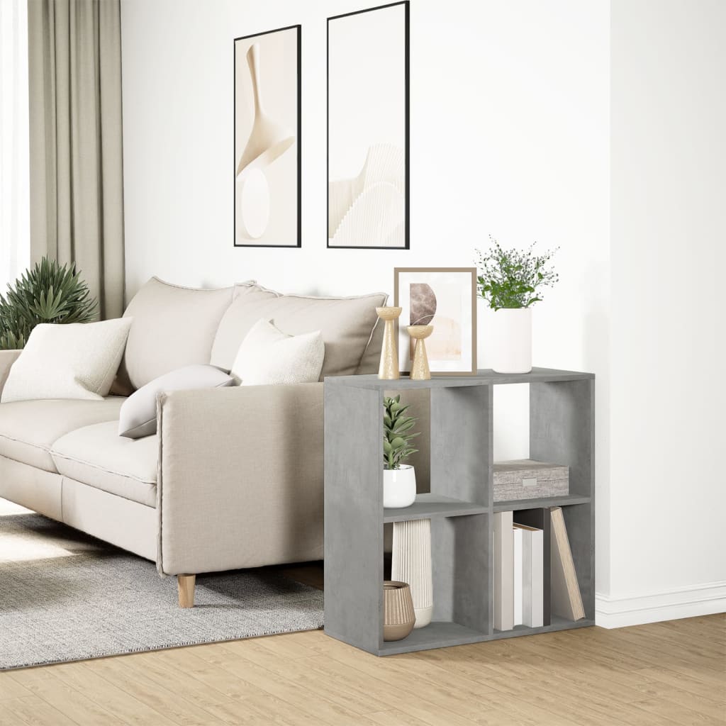 Room Divider Bookcase Concrete Grey 69,5x29x69,5 cm Engineered Wood