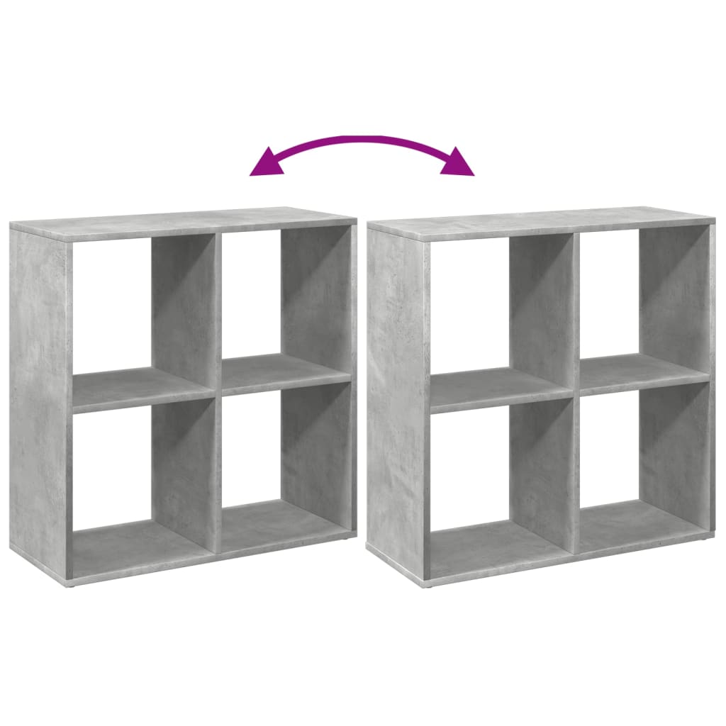 Room Divider Bookcase Concrete Grey 69,5x29x69,5 cm Engineered Wood