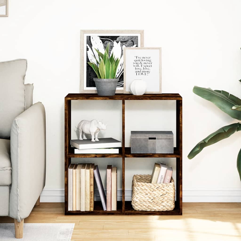 Room Divider Bookcase Smoked Oak 69,5x29x69,5 cm Engineered Wood