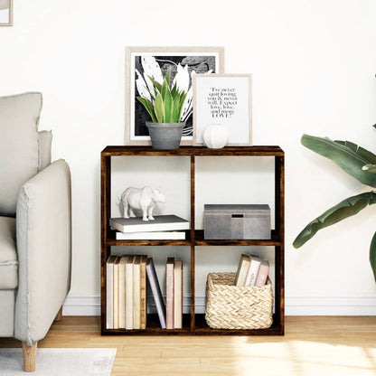 Room Divider Bookcase Smoked Oak 69,5x29x69,5 cm Engineered Wood