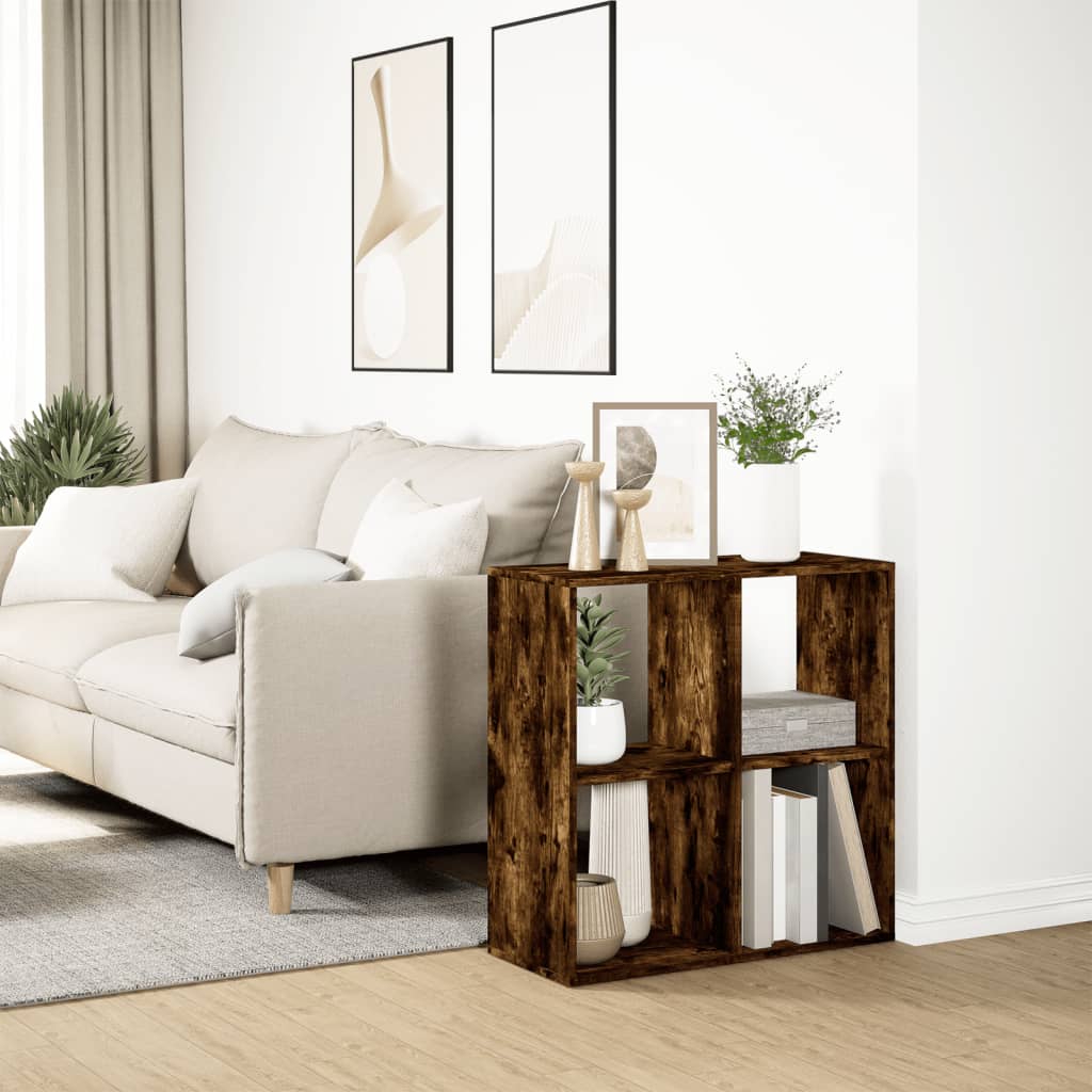 Room Divider Bookcase Smoked Oak 69,5x29x69,5 cm Engineered Wood