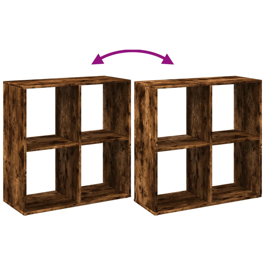Room Divider Bookcase Smoked Oak 69,5x29x69,5 cm Engineered Wood