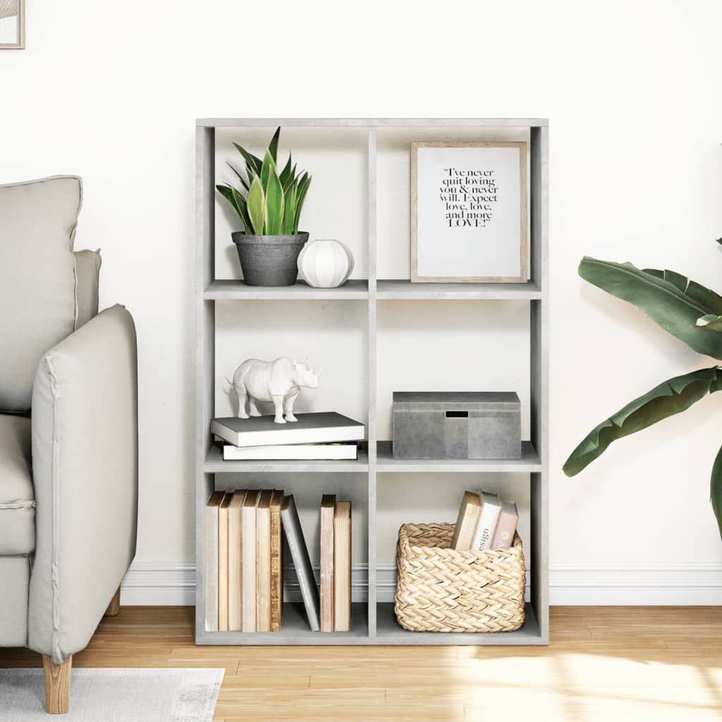 Room Divider Bookcase Concrete Grey 69,5x29x103,5 cm Engineered Wood