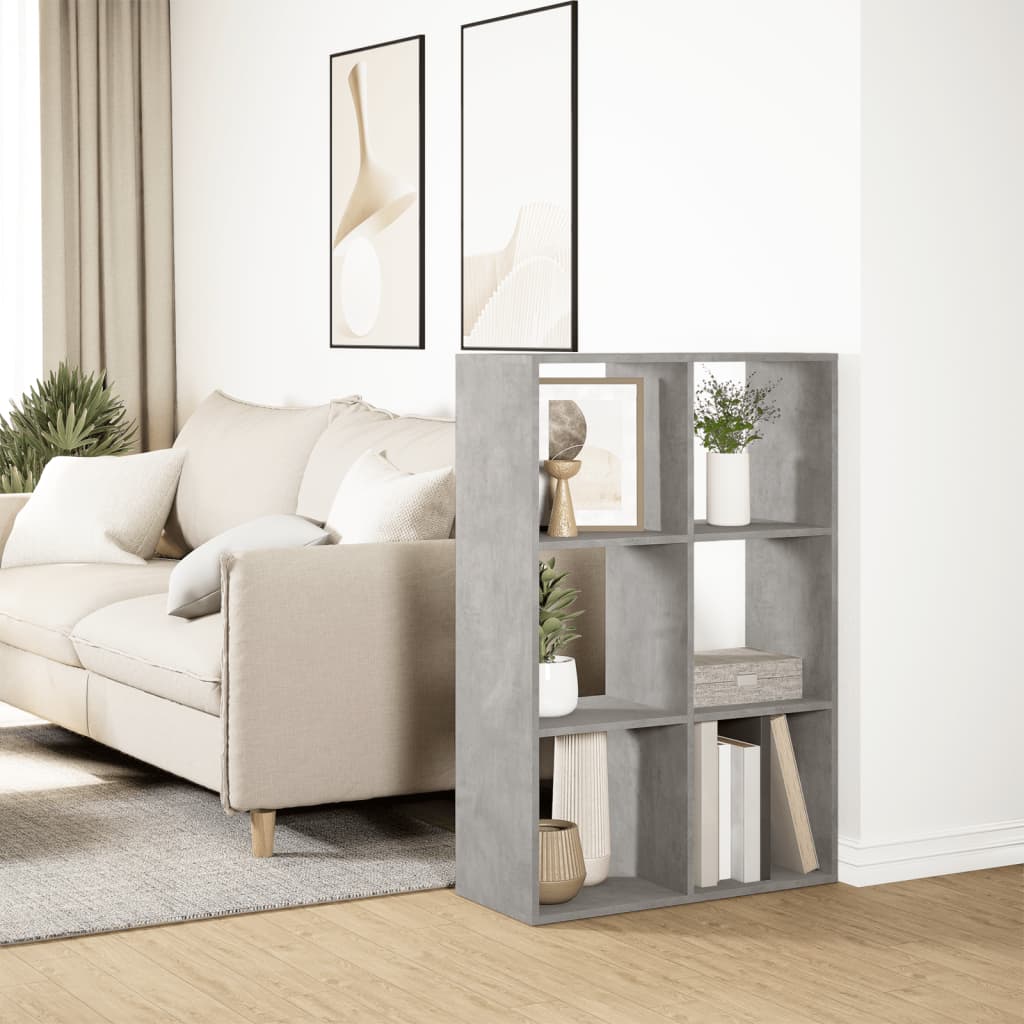 Room Divider Bookcase Concrete Grey 69,5x29x103,5 cm Engineered Wood