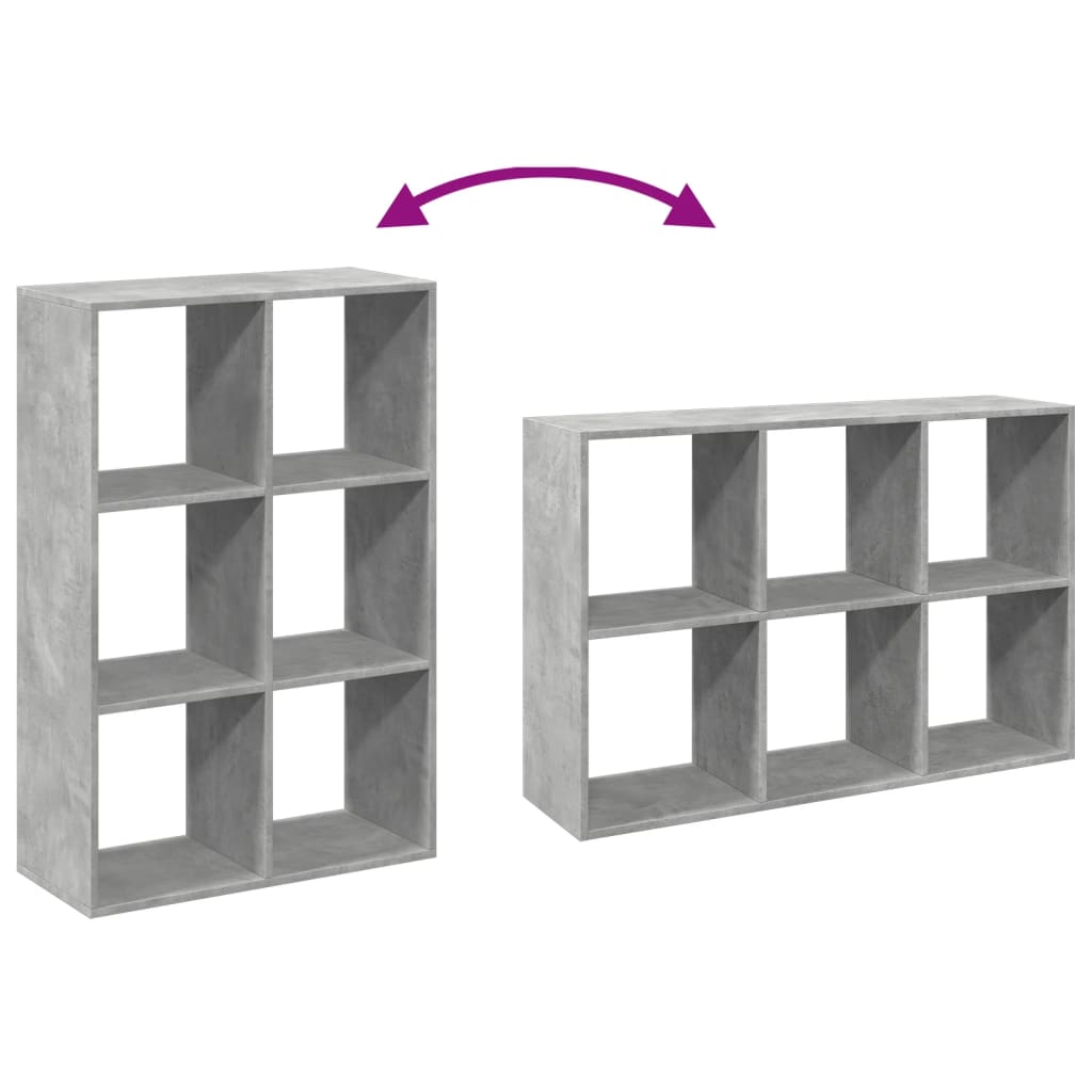 Room Divider Bookcase Concrete Grey 69,5x29x103,5 cm Engineered Wood