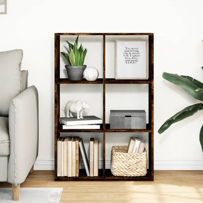 Room Divider Bookcase Smoked Oak 69,5x29x103,5 cm Engineered Wood