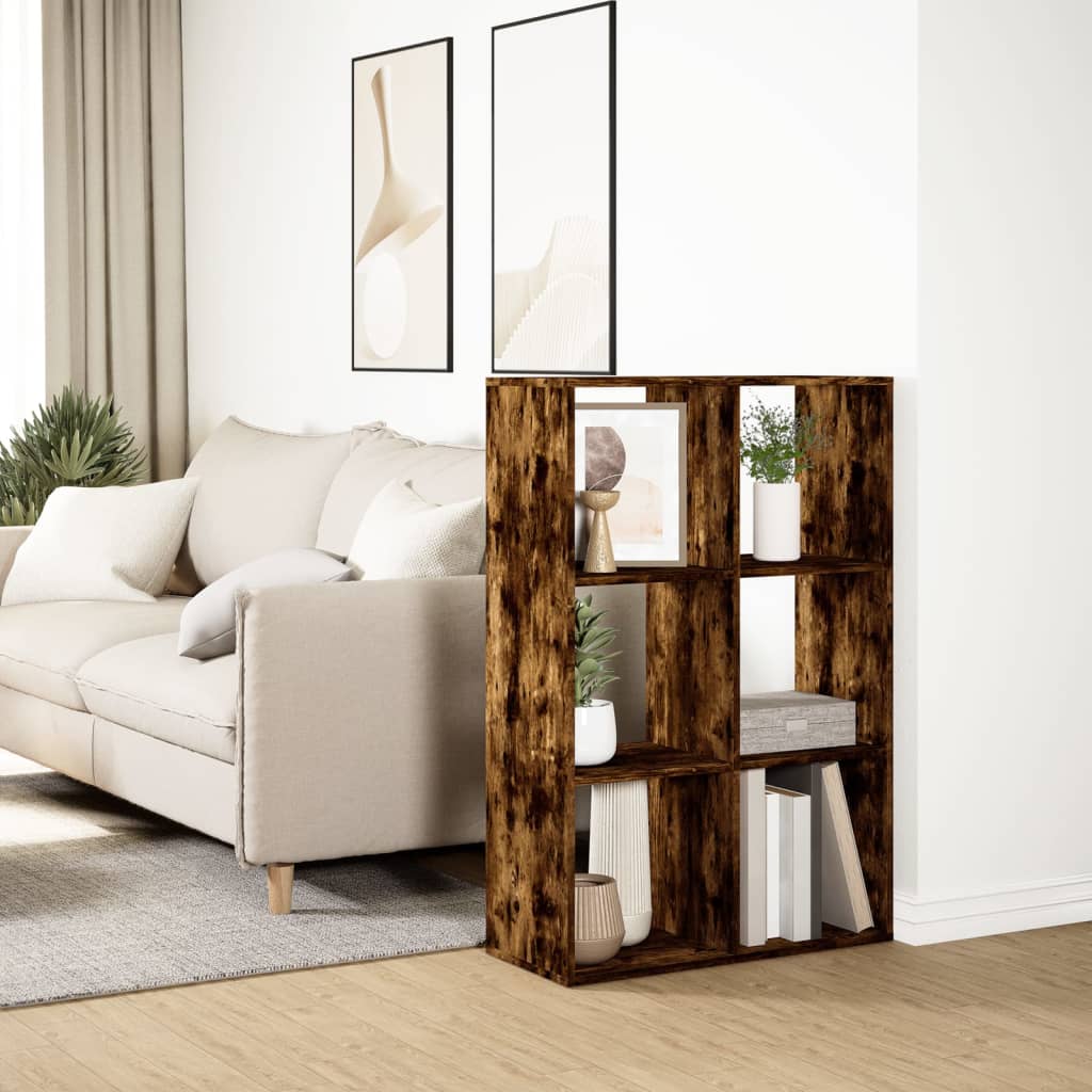Room Divider Bookcase Smoked Oak 69,5x29x103,5 cm Engineered Wood