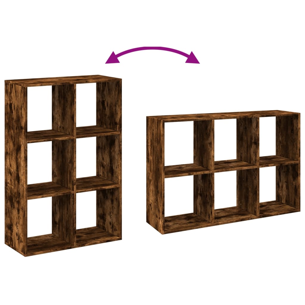 Room Divider Bookcase Smoked Oak 69,5x29x103,5 cm Engineered Wood
