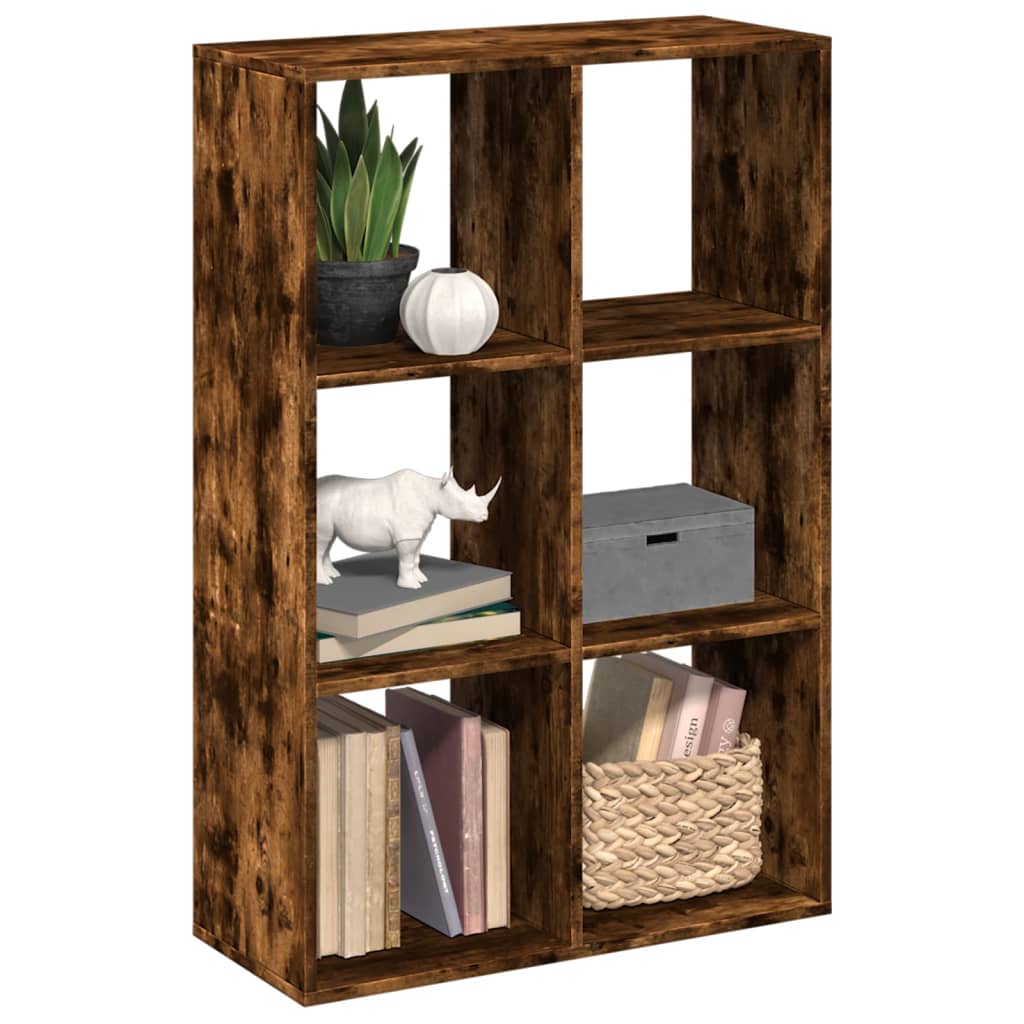 Room Divider Bookcase Smoked Oak 69,5x29x103,5 cm Engineered Wood