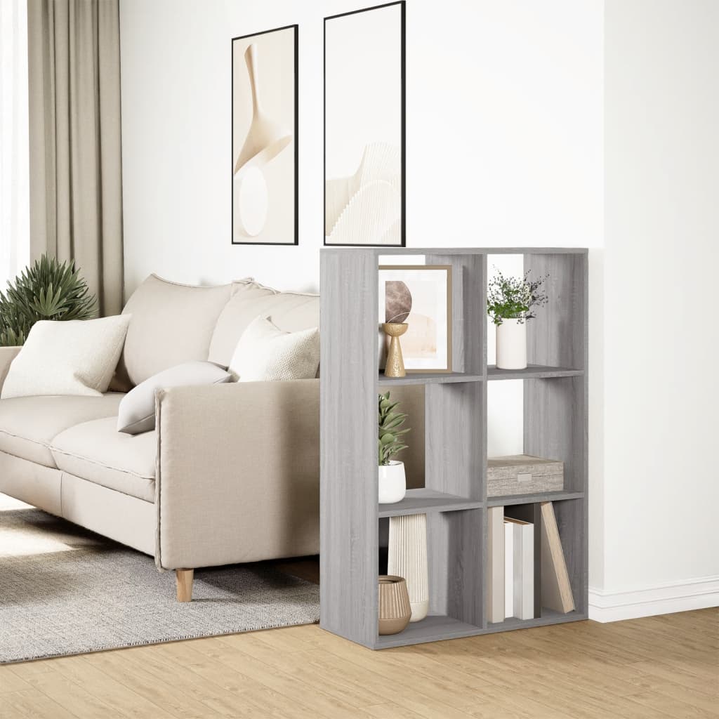 Room Divider Bookcase Grey Sonoma 69,5x29x103,5 cm Engineered Wood