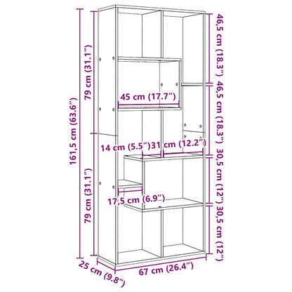 Room Divider Bookcase White 67x25x161,5 cm Engineered Wood