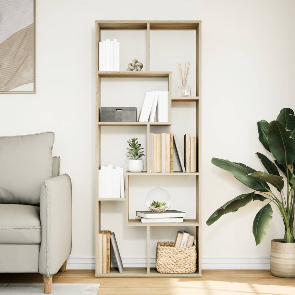 Room Divider Bookcase Sonoma Oak 67x25x161,5 cm Engineered Wood