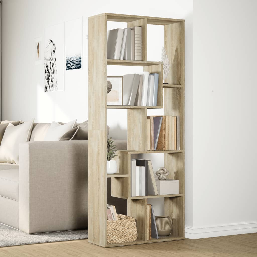 Room Divider Bookcase Sonoma Oak 67x25x161,5 cm Engineered Wood