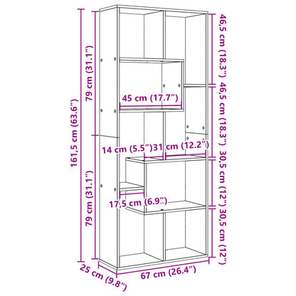 Room Divider Bookcase Sonoma Oak 67x25x161,5 cm Engineered Wood