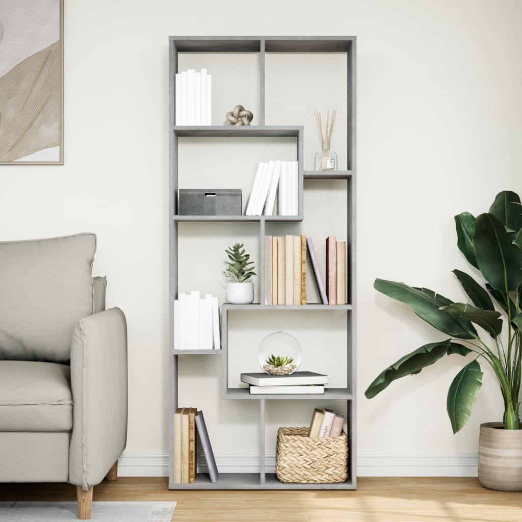 Room Divider Bookcase Concrete Grey 67x25x161.5 cm